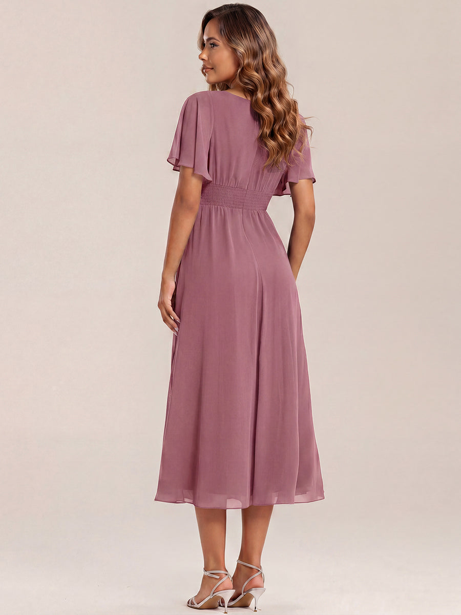 Maya| Elegant Chiffon Ruffle Sleeve Formal Dress