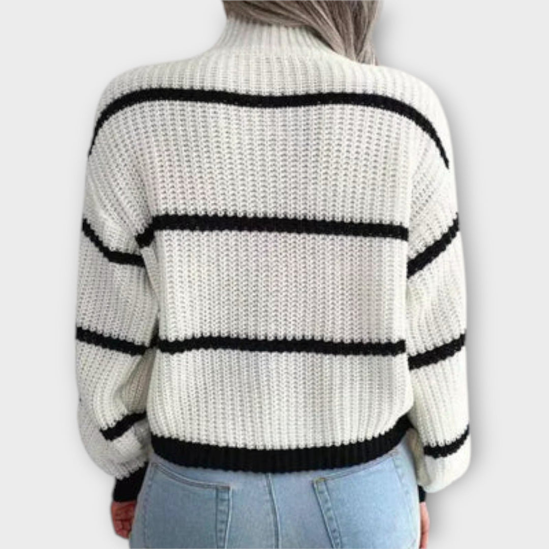 Maya™ - High Neck Sweater with Stripes
