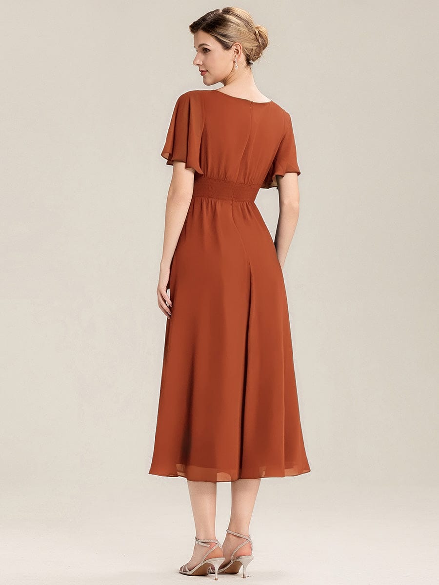 Maya| Elegant Chiffon Ruffle Sleeve Formal Dress
