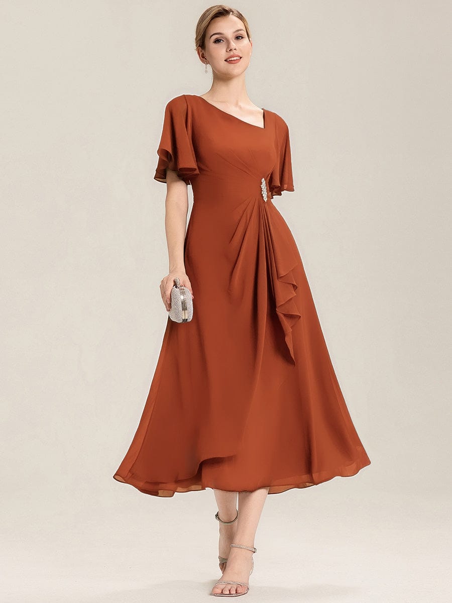 Maya| Elegant Chiffon Ruffle Sleeve Formal Dress