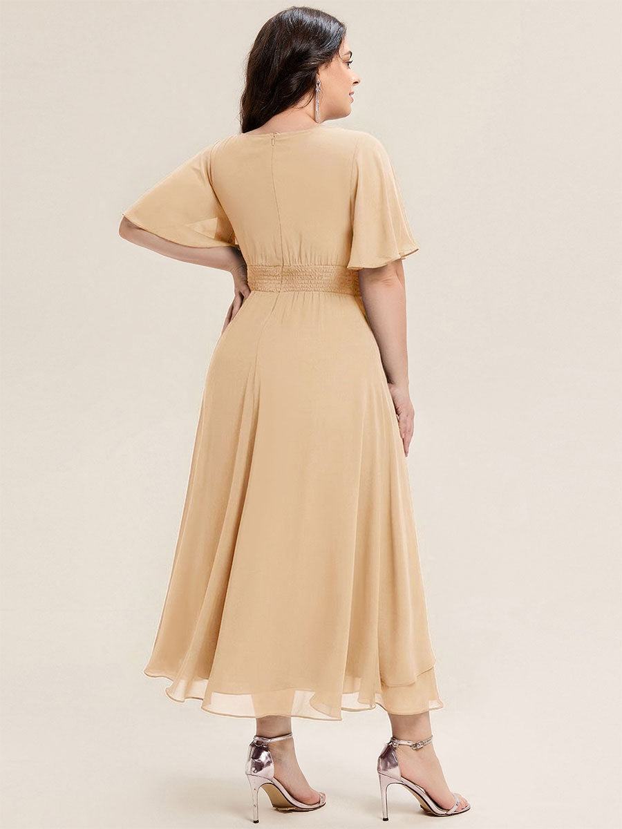 Maya| Elegant Chiffon Ruffle Sleeve Formal Dress