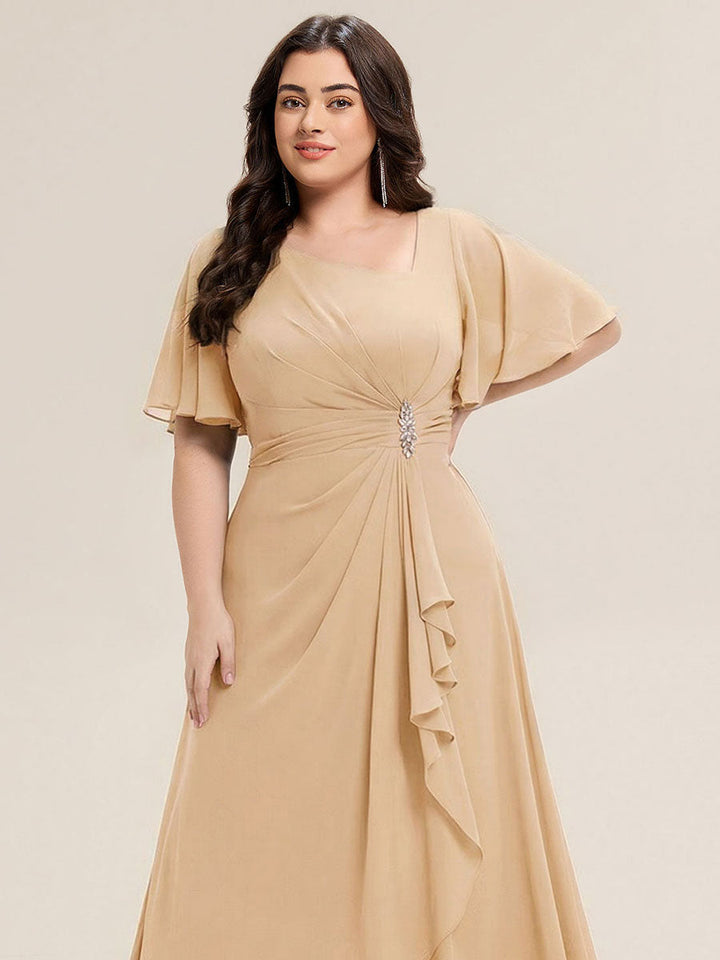Maya| Elegant Chiffon Ruffle Sleeve Formal Dress