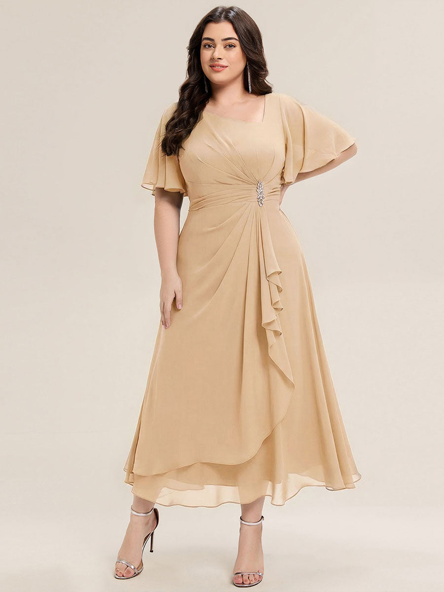 Maya| Elegant Chiffon Ruffle Sleeve Formal Dress