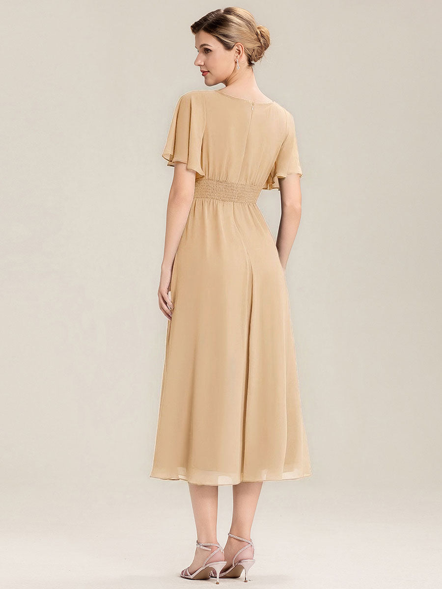 Maya| Elegant Chiffon Ruffle Sleeve Formal Dress