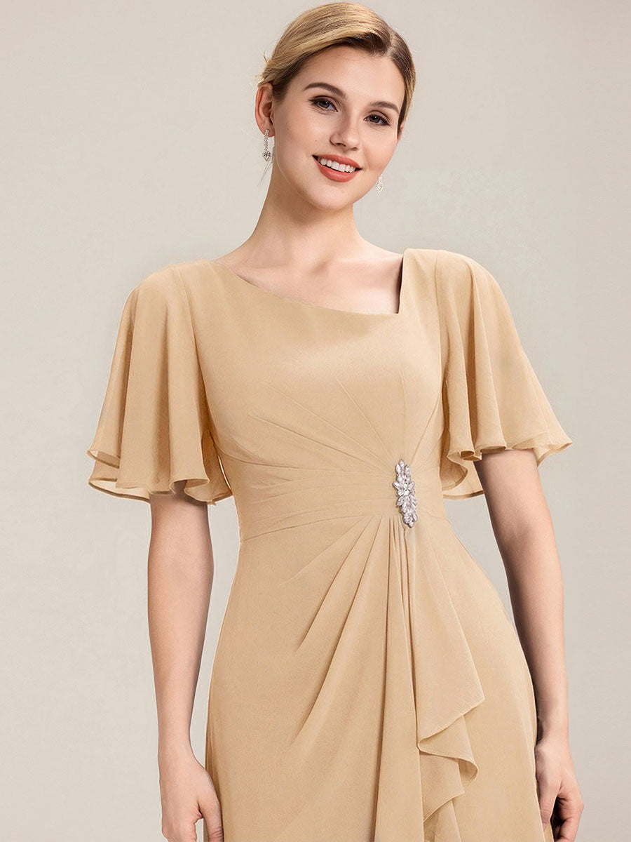 Maya| Elegant Chiffon Ruffle Sleeve Formal Dress