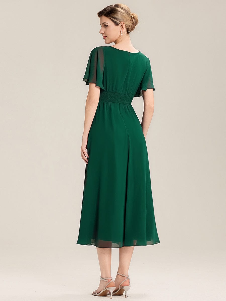 Maya| Elegant Chiffon Ruffle Sleeve Formal Dress