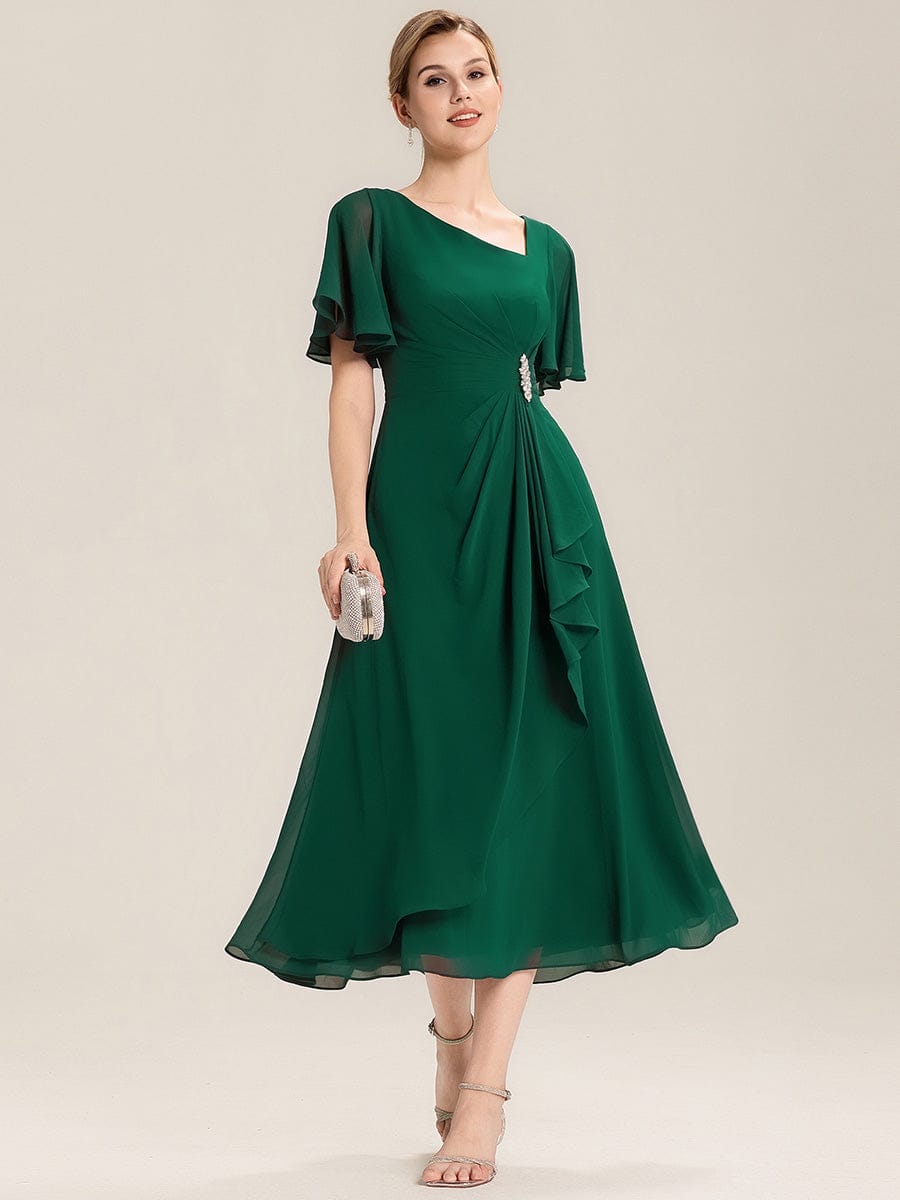 Maya| Elegant Chiffon Ruffle Sleeve Formal Dress