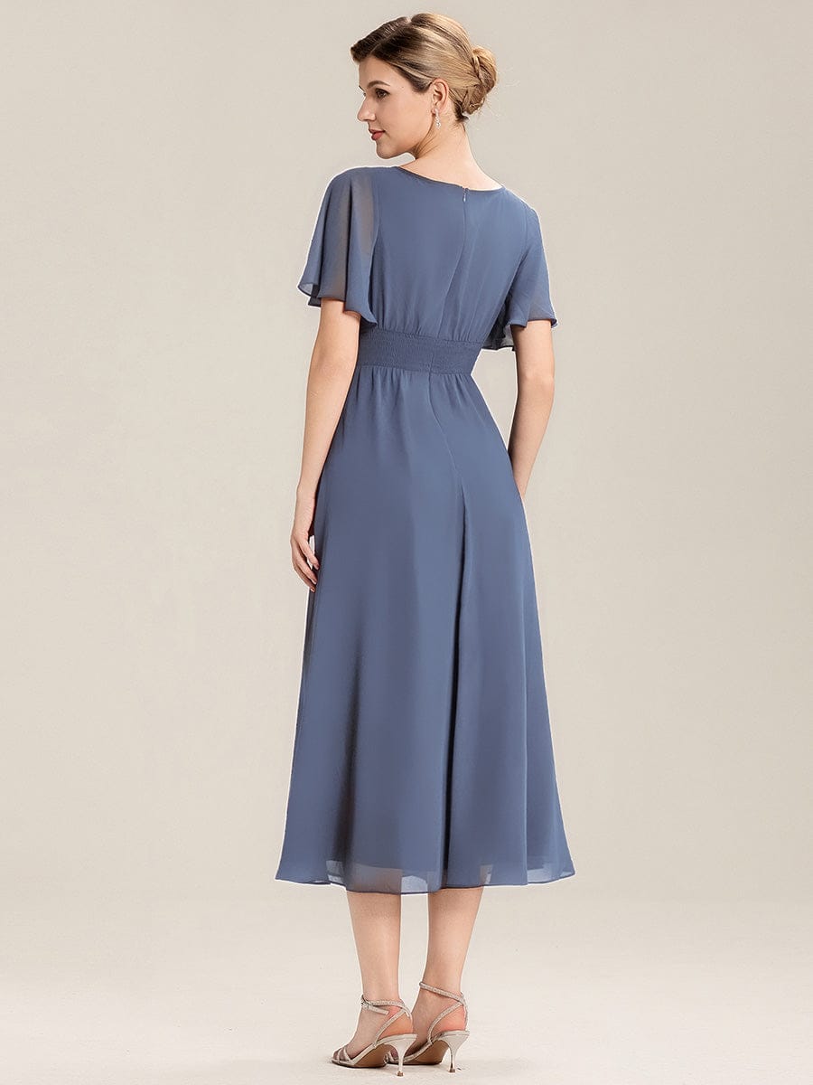 Maya| Elegant Chiffon Ruffle Sleeve Formal Dress