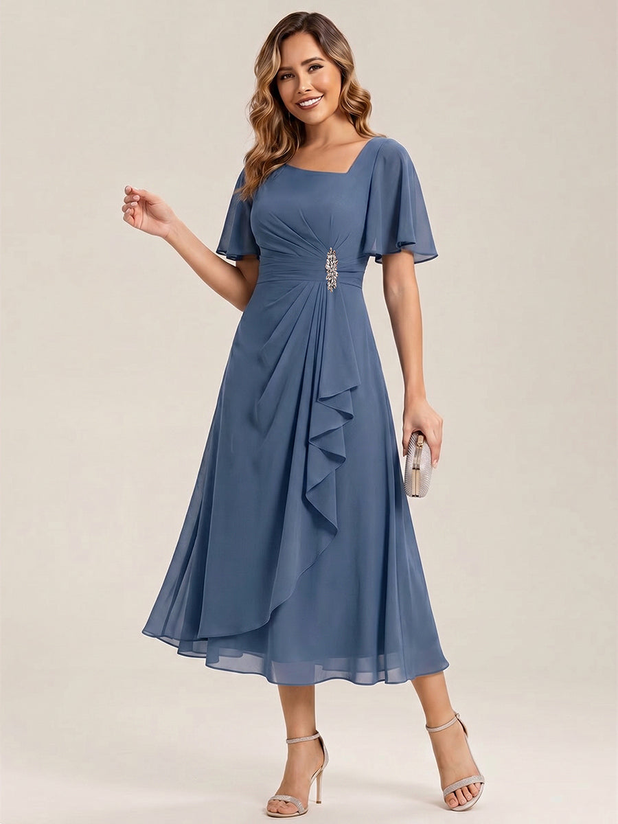 Maya| Elegant Chiffon Ruffle Sleeve Formal Dress
