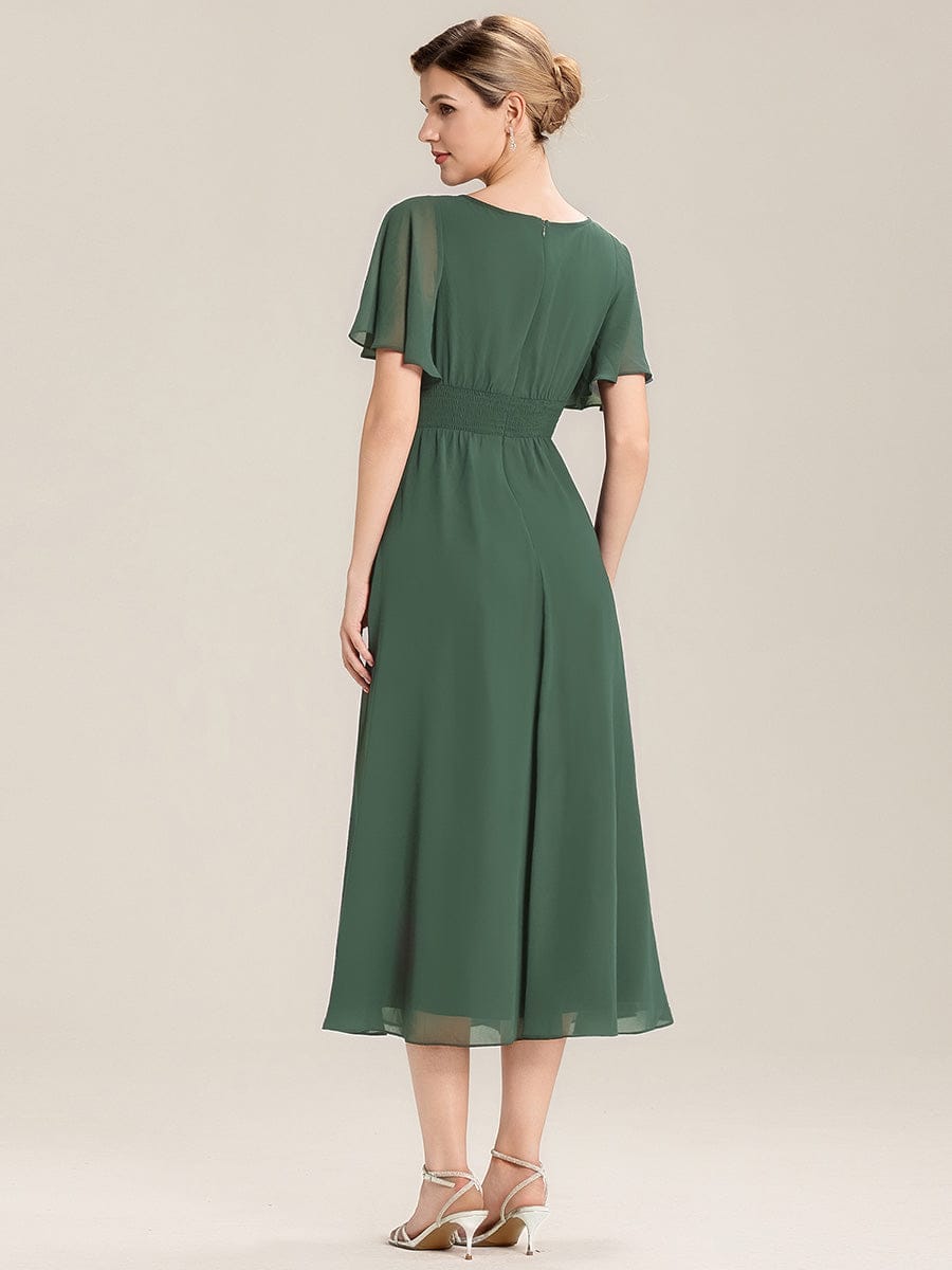 Maya| Elegant Chiffon Ruffle Sleeve Formal Dress
