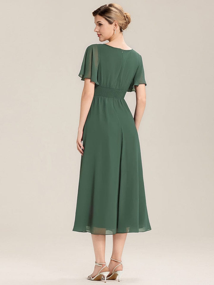 Maya| Elegant Chiffon Ruffle Sleeve Formal Dress