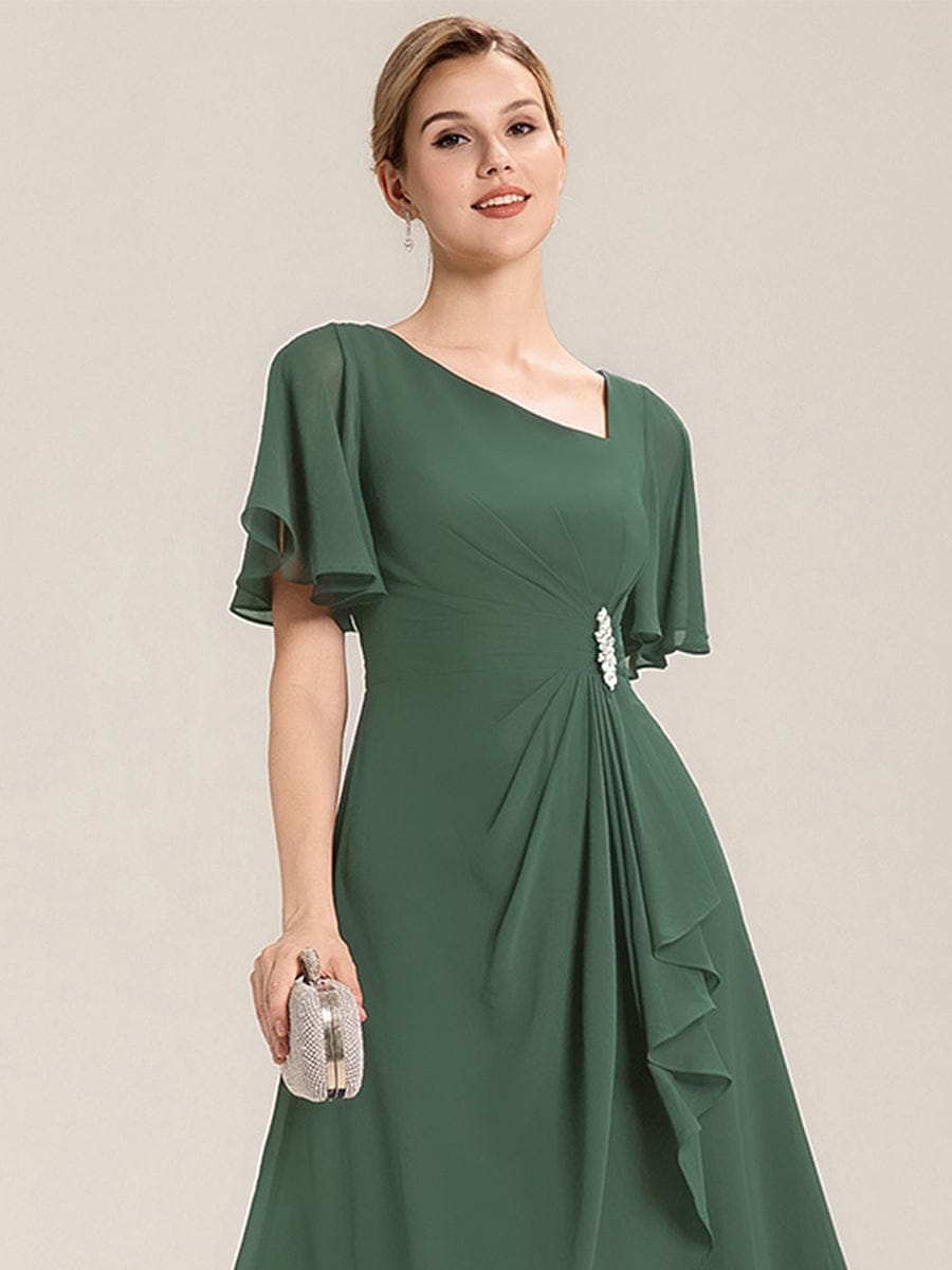 Maya| Elegant Chiffon Ruffle Sleeve Formal Dress