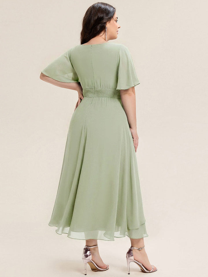 Maya| Elegant Chiffon Ruffle Sleeve Formal Dress