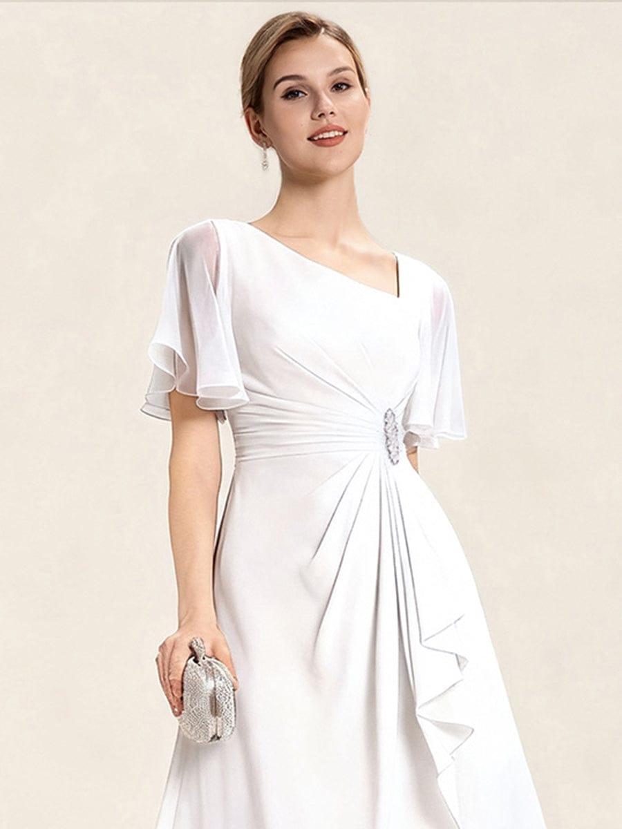 Maya| Elegant Chiffon Ruffle Sleeve Formal Dress