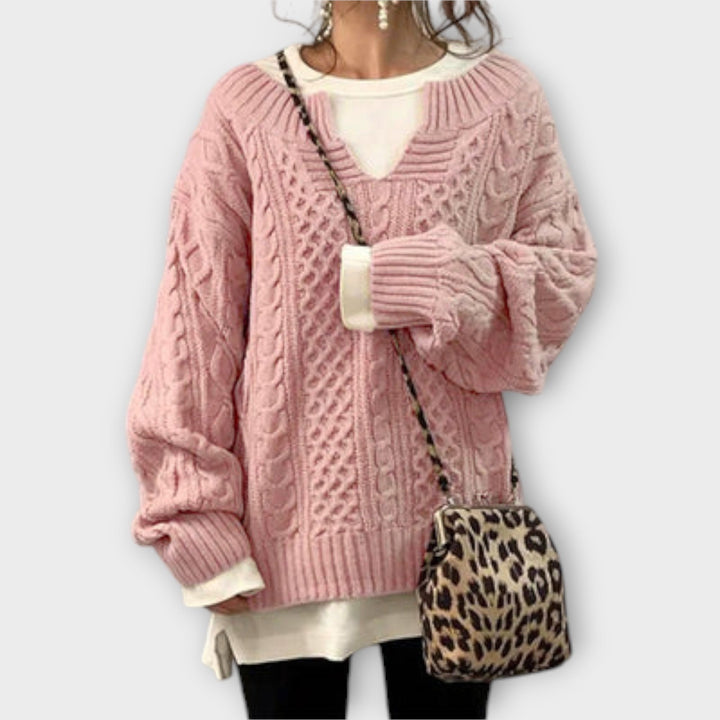 Maya™ Oversized Braided Pattern Sweater