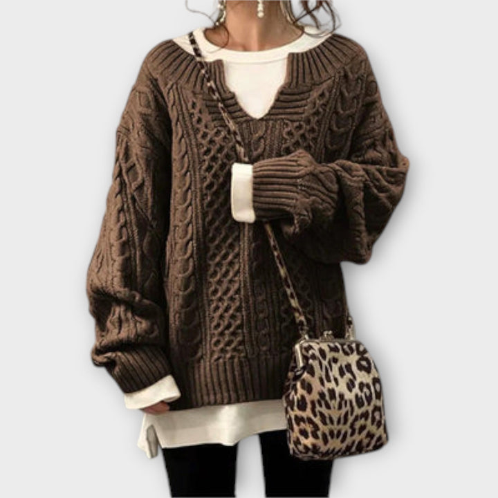 Maya™ Oversized Braided Pattern Sweater