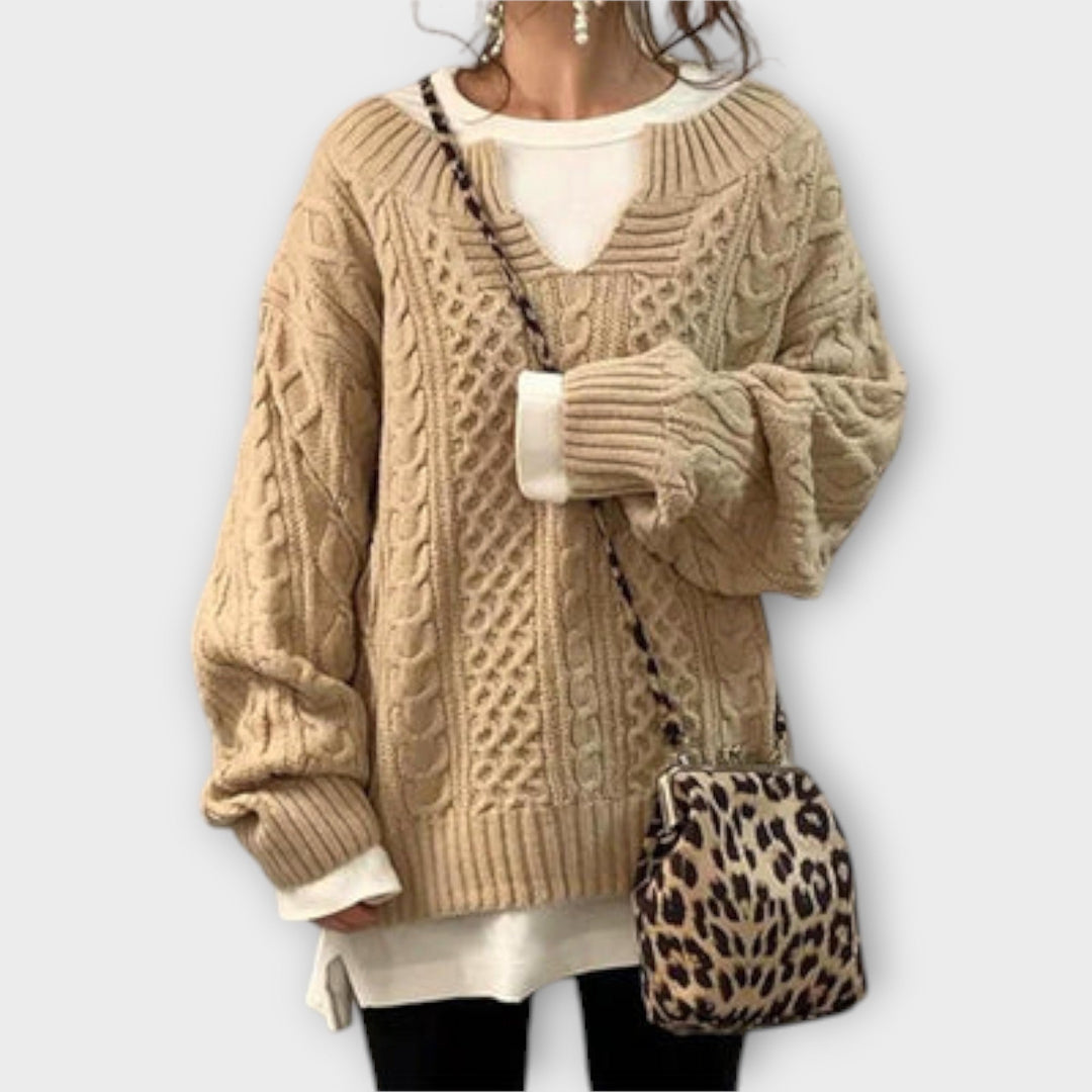 Maya™ Oversized Braided Pattern Sweater