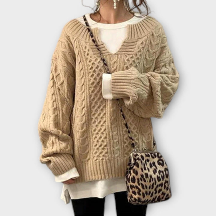 Maya™ Oversized Braided Pattern Sweater