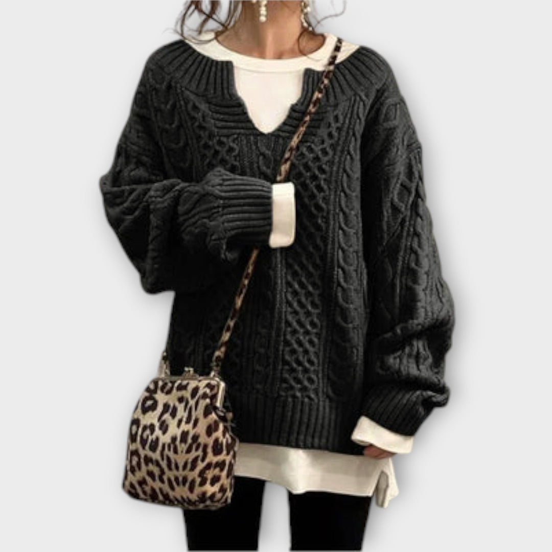 Maya™ Oversized Braided Pattern Sweater