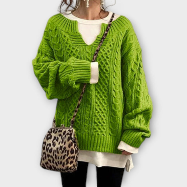 Maya™ Oversized Braided Pattern Sweater