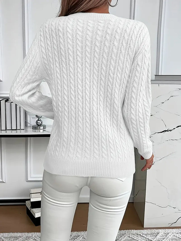 Maya™ - Elegant warm cable knit sweater