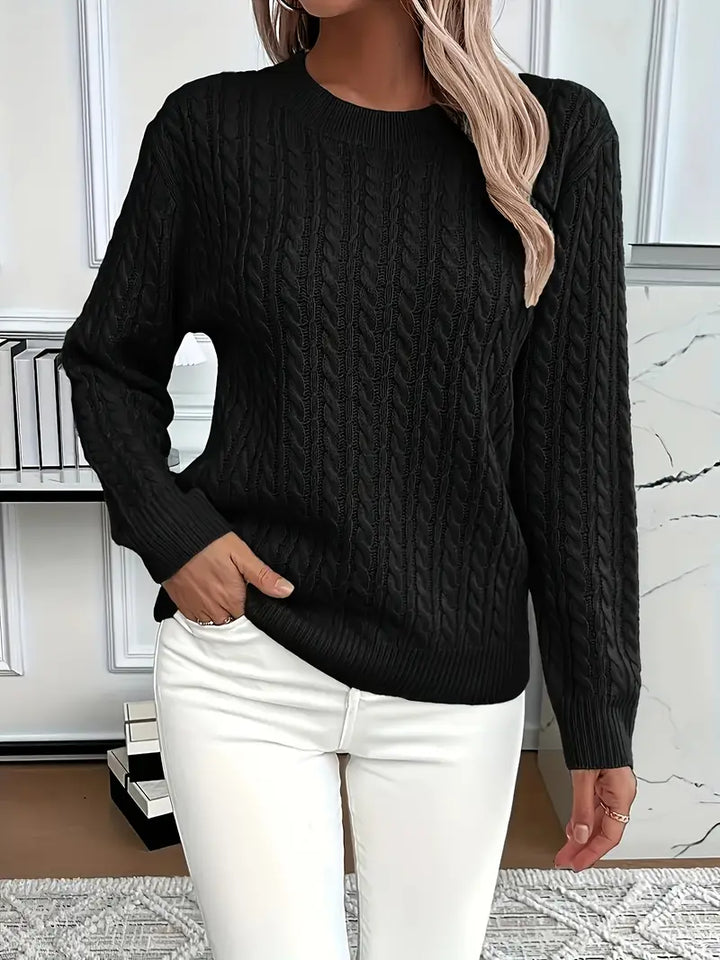 Maya™ - Elegant warm cable knit sweater