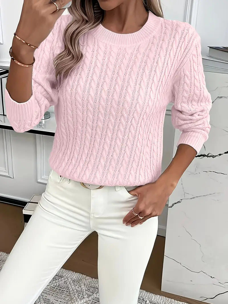 Maya™ - Elegant warm cable knit sweater